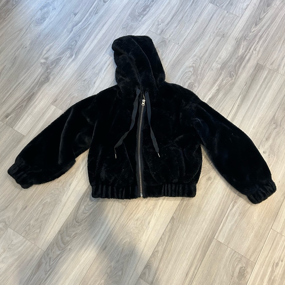 Free People black faux fur jacket